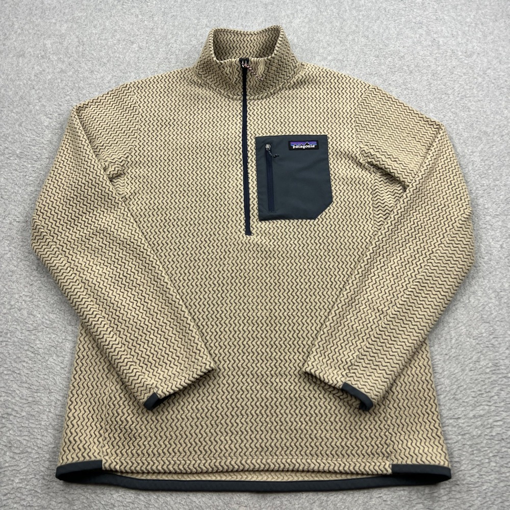 Patagonia R1 Air Zip-Neck Sweater Mens Medium Oar Tan Tech Fleece Pullover 40245